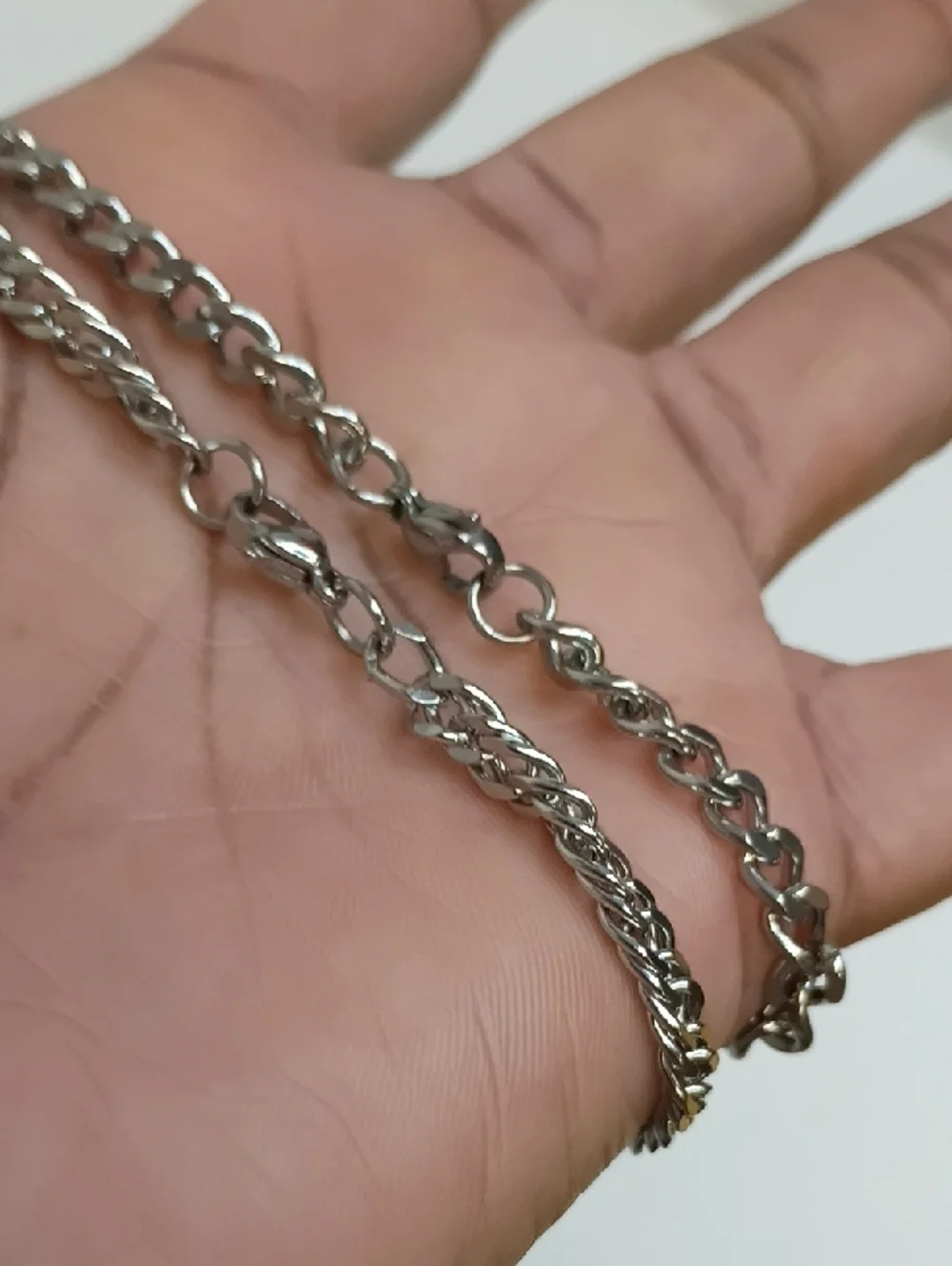Curb Chain Bracelet Set Silver Tone Link Stack Layered 2 Piece